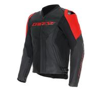 Motorcycle Jacket Perforated Leather Man Dainese Racing 5 Black/Black/Red-Fluo