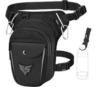 Motorcycle Leg Bag,Expandable Capacity,Women Men Waist Bag With Reflective Strip,1 Bottle Clip,2 Carabiners For Hiking Fishing
