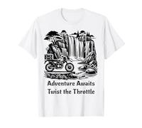 Motorcycle Nature Travel Waterfall Adventure Explorer Gift T-Shirt