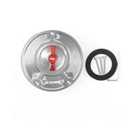 Motorcycle New CNC Aluminum Fuel Gas CAPS Tank Cap Tanks Cover With Rapid Locking Compatible With CBR 600 F4I F4 F3 F2(Silver and Red)