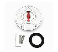 Motorcycle New CNC Aluminum Fuel Gas CAPS Tank Cap Tanks Cover With Rapid Locking Compatible With CBR 600 F4I F4 F3 F2(Silver and Red)