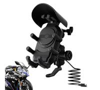 Motorcycle Phone Mount Wireless Charger - Anti Vibration Moto Wireless Charger Mobile Phones Rack - Double Charging Port Anti-Theft Phone Handlebar Mount for Road Trips