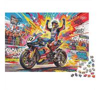Motorcycle Race Jigsaw Puzzles 1000 Pièce Recyclable Matériau Graffiti Style Puzzle pour Adults Excellent Gift Idée Fun Familial Jeu Temps Activité 52x38cm/1000pcs