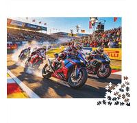 Motorcycle Race Puzzle 1000 Piècess Recy rand Prix Senior Puzzles Jeu de Soirée Props Excellente Idée de Cadeau for Family and Friends Birthdays 52x38cm/1000pcs