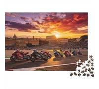 Motorcycle Racing 1000 Pièces Jigsaw Puzzles Recyclé Rome Moto Grid Puzzle pour Personnes Âgées Accessoires de Jeu de Puzzle pour Les Anniversaires de la Famille et des Amis Great Cadeau 70x50cm/...