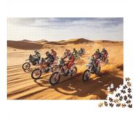 Motorcycle Racing Jigsaw Puzzles 1000 Pièces Recyclable Material Desert Rally Senior Puzzles Impossible Hard Difficult Challenging Éducatif Game for Men 38x26cm/1000 pièces