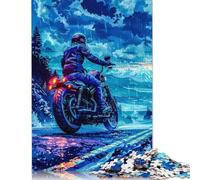 Motorcycle Ride in The Rain Puzzles 1000 Pieces Cadeau Unique Jeu Éducatif Défi Jouet À De Qualité Supérieure Peinture Art pour Adultes Et Enfants À Partir De 14 Ans 1000pcs (75x50cm)
