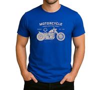 Motorcycle Ride Like The Wind Design - Graphique Chopper vintage avec look américain - T-shirt pour homme style rétro, bleu, L