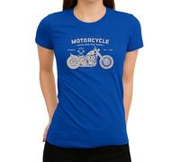 Motorcycle Ride Like The Wind Design - Graphique Chopper vintage avec look américain - T-shirt rétro pour femme, bleu, L