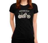 Motorcycle Ride Like The Wind Design - Graphique Chopper vintage avec look américain - T-shirt rétro pour femme, Noir , S