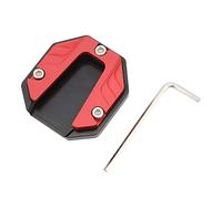 Motorcycle Side Stand Plate Pad | High Strength Aluminum Alloy Support | Kickstand Pad for Hot Pavement/Grass/Sand | Universal Fit Ground Stability Accessory (Red)