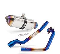 Motorcycle Silencer Exhaust Pipe Kit de pots d'échappement en acier inoxydable compatible avec GSX-R150 2017-2021(Blued small hexagon front and rear heads)