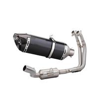 Motorcycle Silencer Exhaust Pipe Ligne d'échappement complète en acier inoxydable, grande section hexagonale en fibre de carbone, compatible avec GSX8S(Rounded black carbon fiber head)