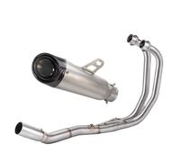 Motorcycle Silencer Exhaust Pipe Pot d'échappement avant modifié en acier inoxydable pour moto, compatible avec YZF-R25 R3 MT03(Front section+titanium)