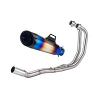 Motorcycle Silencer Exhaust Pipe Pot d'échappement avant modifié en acier inoxydable pour moto, compatible avec YZF-R25 R3 MT03(Front section+carbon fiber rounded tip)
