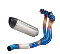 Motorcycle Silencer Exhaust Pipe Silencieux d'échappement moto bleui, partie avant, compatible avec MT09 XSR900 2014-2020(Titanium imitation head)