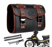 Motorcycle Tool Bag - Waterproof Leather Handlebar Pouch, Universal Front | Fork & Bar Roll Bag with 2 Mounting Straps, Storage Organizer for, Cruiser, Adventure & Dirt Bikes