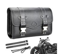 Motorcycle Tool Bag - Waterproof Leather Handlebar Pouch, Universal Front | Fork & Bar Roll Bag with 2 Mounting Straps, Storage Organizer for, Cruiser, Adventure & Dirt Bikes