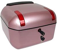 Motorcycle Top Box Scooter Helmet Trunk Tail Box with Universal Mounting Hardware Night Warning Light AndSoft Backrest for Scooter/Motorcycle/Bicycle. (Rose Gold)
