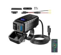 Motorcycle USB Charger PD 3.0 Port with Voltage Display and Switch Control, Waterproof Quick Charge Socket for Mobile Phone Charging, Handlebar Mount Power Adapter | Reliable on The Go Chargings