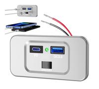 Motorcycle USB Charger, Quick Charge Port Adapter Socket, 12-24V Input 5V/9V/12V Waterproof USB Power Supply with Fast Charging, Vehicle Charging Port, Device Power Adapter for Motorcycle Car RV