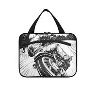 Motorcyclist is Riding Classic Bike Sac de voyage à suspendre avec crochet, sac de voyage lavable design pour papa voyage Porta cosmeticos Mujer para cartera L