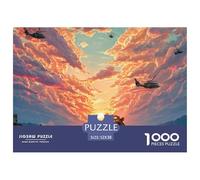 Motorcyclist on Fire Rides Through The Desert 1000 Pcs Carton Premium Lot de Puzzles Wolf and Sunset Anti-Stress Jeu Familial Puzzles As Birthday Gifts 52x38cm/1000pcs