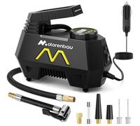 Motorenbau Gonfleur Pneus Voiture, Compresseur à Air Portatif 150 PSI, Gonfleur De Pneus 12 V CC avec Manomètre Numérique et Lampe LED pour Pneus de Voiture, Moto et Vélo.