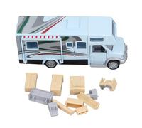 Motorhome en Alliage modèle pour Enfants pour Enfants avec Portes de la lumière Soueuses Simulation Pollback éducatif Toy pour Les Enfants Playage en Plein air et Aventures de (Bleu Clair)