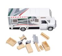Motorhome en Alliage modèle pour Enfants pour Enfants avec Portes de la lumière Soueuses Simulation Pollback éducatif Toy pour Les Enfants Playage en Plein air et Aventures de (Blanc)