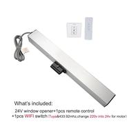 Motorisation pour portail coulissant, Ouvre-fenêtre Tuya for maison intelligente, 400mm 300MM 200MM, actionneur de chaîne motorisé, lucarne à battants(Kit4 200mm WIFI)