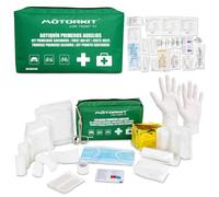 Motorkit Trousse de premiers secours pour voiture et camion. Kit d'urgence homologué DIN avec 4 compartiments. Comprend une couverture thermique, des masques, des bandages et des ciseaux