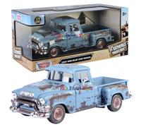Motormax 1955 GMC Blue Chip Pickup Weathered Treasueres Barn Find 1/24 Scale Diecast Model Car 79071 All Star Toys Edition