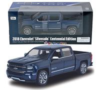 Motormax Chevrolet Silverado Pick up Centennial Edition 2018 Dunkelblau Metallic Modellauto 1:24 1:27
