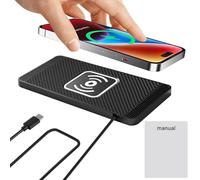 MotorMinds Chargeur sans fil pour voiture - Chargeur à induction - 15 W - Chargeur rapide sans fil - Antidérapant - Station de charge inductive pour voiture (USB type C, 0,3 m)
