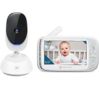 Motorola Babyphone avec caméra VM75 - Unité parents 5 pouces, vision nocturne, zoom, communication bidirectionnelle et berceuses - Blanc