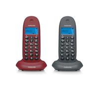 Motorola C1002 - Téléphone sans Fil Duo DECT - Fonction de Transfert d'appels Entre terminaux - Haut-Parleur - Répertoire et Journal des appels - Téléphones Gris et Violets