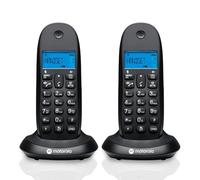 Motorola C1002CB+ - Pack de 2 téléphones numériques sans Fil DECT - Mode Blocage d'appel, Identification de l'appelant, Mains Libres, répertoire de 50 numéros - Noir