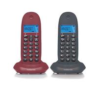 Motorola C1002lb+ Gris Bordeaux Teléfono Fijo Inalámbrico Pack Duo Con Manos Libres