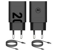 Motorola Chargers - 2-20W Turbopower Pack - Chargeur Mural/Adaptateur Secteur avec câble USB-C de 1 m.