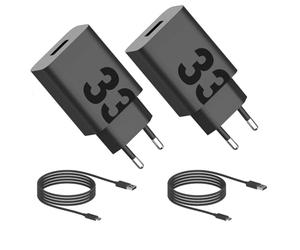 Motorola Chargers - Lot de 2 chargeurs/adaptateurs Secteur muraux Turbopower 33W avec 2 câbles USB-C de 1 m. Important Logo « M », Produit Authentique.