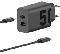 Motorola Chargeur TurboPower 50W Duo USB-C + USB-A avec câble USB-C, noir