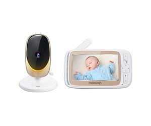 Motorola Comfort 60 - Moniteur bébé Wifi avec écran couleur 5", zoom numérique, audio bidirectionnel, vision nocturne infrarouge et 5 berceuses apaisantes - Blanc