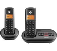 Motorola Téléphone sans fil E212 2 combinés – répondeur 12 min, interception, Ne Pas Déranger – Noir