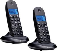 Motorola Téléphones sans fil C1002CB+ Pack 2 – Rép. 50, Mains libres, ID appel, Blocage – Noir