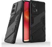 Motorola Edge 50 Fusion Case With Invisible Stand [Military Grade Anti-Fall Protection] [Magnetic Car Stand Function] Pc And Tpu Case,Black