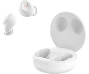Motorola Lifestyle VerveBuds 250 - Écouteurs Bluetooth True Wireless - Portable - Chargeur sans Fil - 18 Heures - IPX5 étanche - Touch Control - Compatible avec Alexa, Siri, Google - Blanc