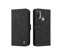 Motorola Moto E20 Etui Pour/E30/E40 Supports De Fente Pour Carte Sangle Courte Antichoc Portefeuille Longue Sangle Noir