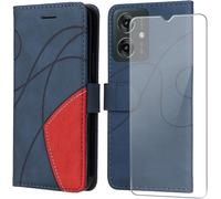Motorola Moto G55 5g Case With 1 Piece Tempered Glass,Premium Pu Leather Multifunction Flip Flip Shockproof Protection Cover Case For Motorola Moto G55 5g-Blue