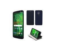 Motorola Moto G6 PLAY / Moto E5 4G : Etui bleu Slim Cuir Style avec stand - Housse noire coque anti choc de protection smartphone pour (Lenovo) Moto